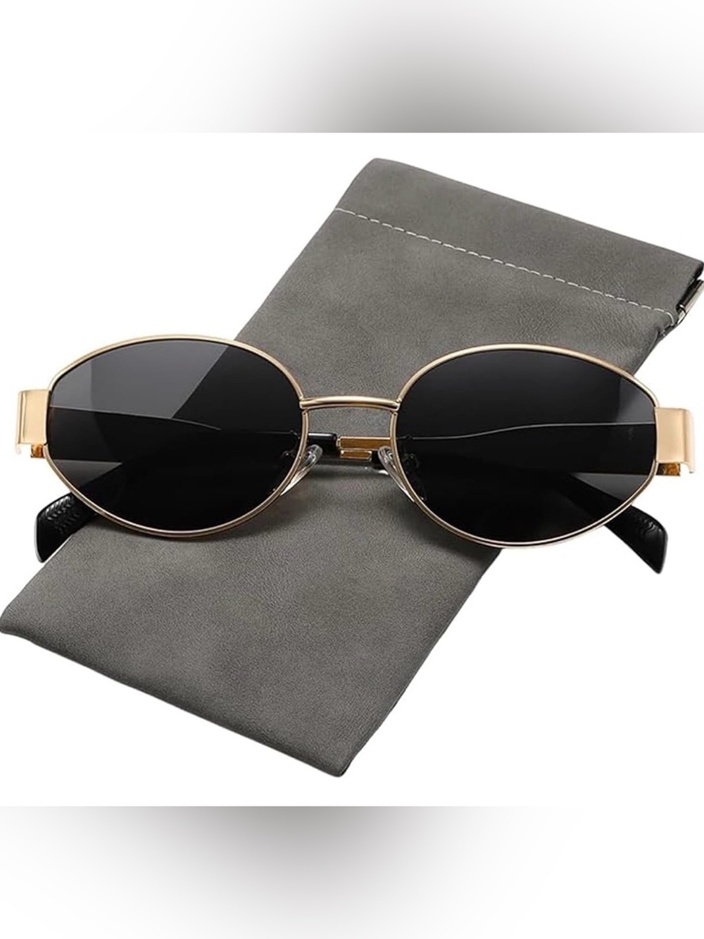 Round Gold Frame Sunglasses with Black Lenses - Women Accessories